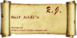 Reif Jolán névjegykártya
